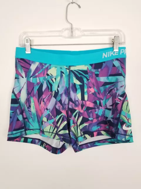NIKE PRO WOMEN'S Shorts Blue Patterned Sport Wear S Small £15.09