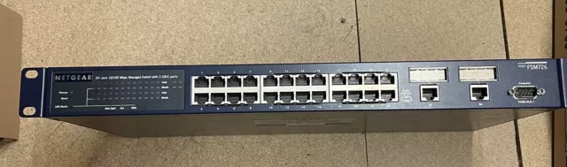 Netgear Fsm726S 24 Port Managed Stackable Network Switch 10/100 Mbps 2 Gbic Port