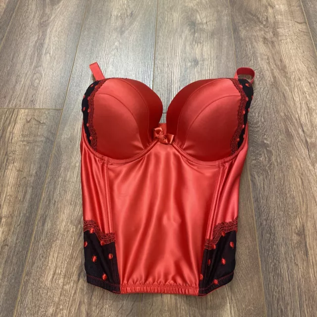 ULTIMO PADDED WIRED Corset Bra Red Black Lace Uk 34G £16.25