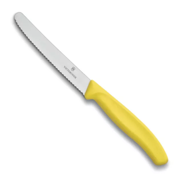 Victorinox Serrated Edge Steak Tomato Sausage Knife Classic 11cm Yellow