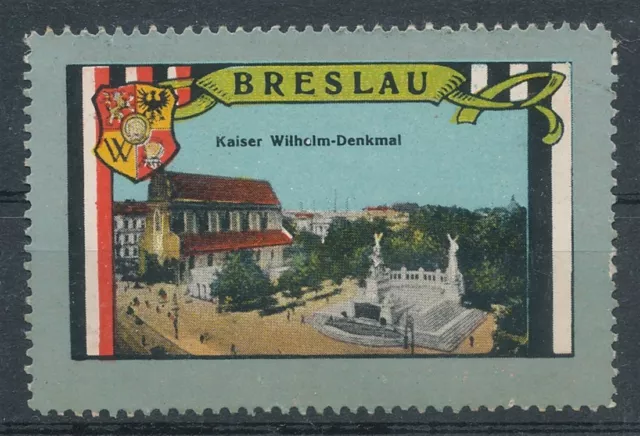 723038) Werbevignette Breslau Schlesien mit Abb. Kaiser Wilhelm Denkmal