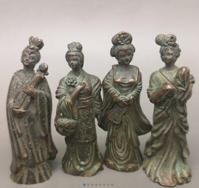 A Set of Chinese Antient Four Beauties Statues Antique Bronze Collection Ornamen