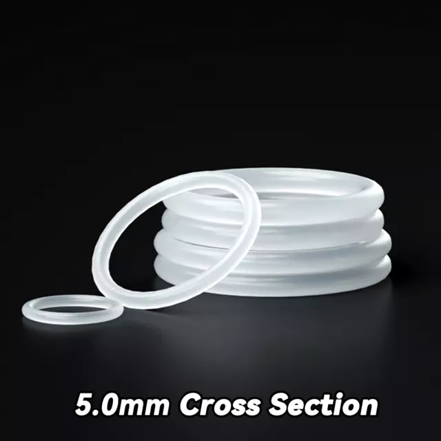 Food Grade O-Ring 5mm Cross Section Clear Silicone Rubber O Rings 15mm-150mm OD