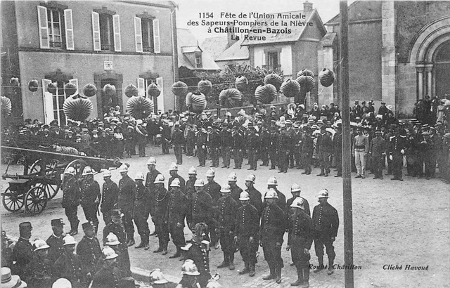 Cpa 58 Chatillon In Bazois Party Of The Friendly Union Of The Ni Firefighters