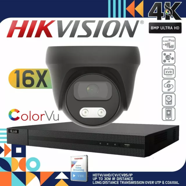 8Mp Hikvision Hilook 4Ch 8Ch 16Ch Dvr 4K Viper Pro Colorvu Cctv Camera System Uk