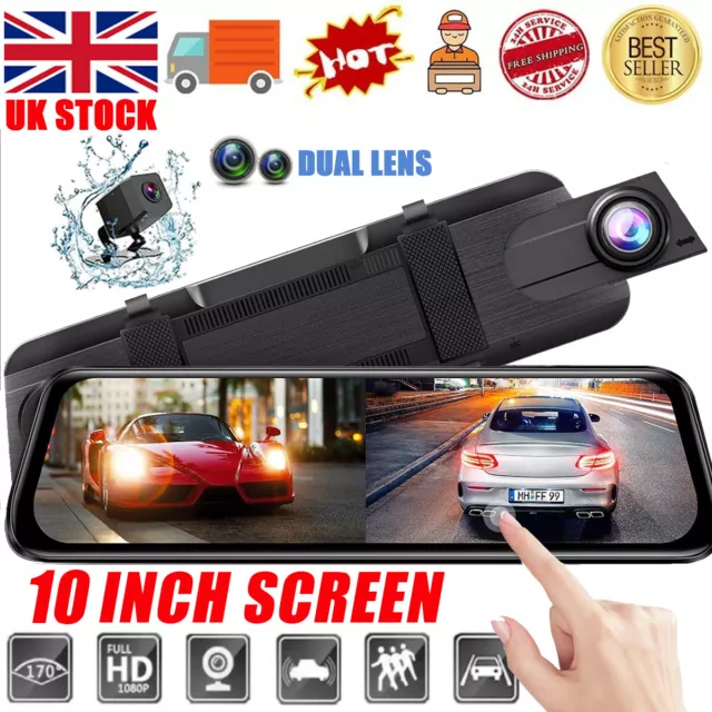 4K 1080P Dash Cam Front And Rear 10'' HD Mirror Car DVR Video Recording Camera