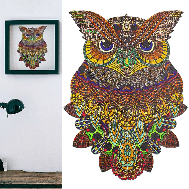 218 Pieces Wooden Jigsaw Puzzles Unique Shape Puzzle Owl for Adults and Children