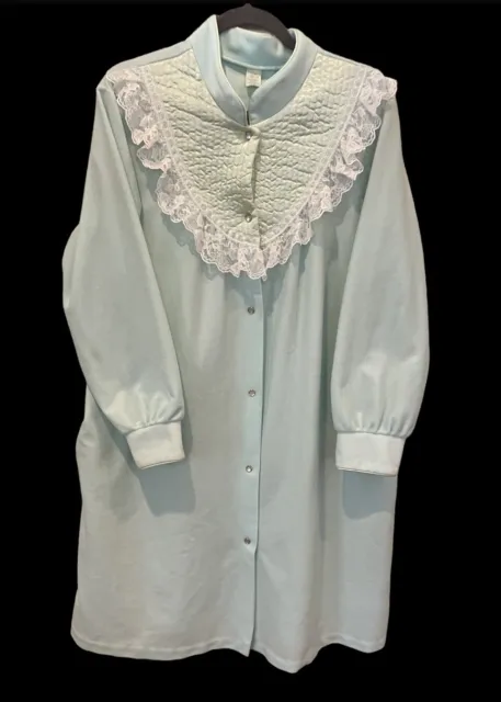 VTG ROBE HOUSE Coat Women's 1X Snap Front Lace Aqua Made In USA Granny ...