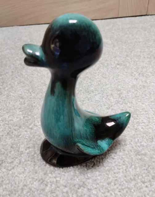 Blue Mountain Pottery - Duck Figure Green and Black drip glaze 3