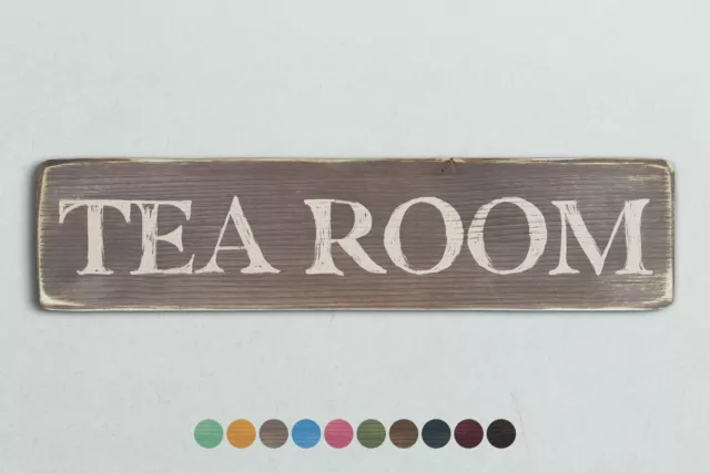 TEA ROOM Vintage Style Wooden Sign. Shabby Chic Retro Home Gift