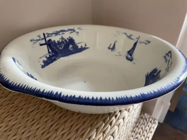 East Anglia Empire Ware Blue & White wash bowl 16” - Made in Stoke on Trent