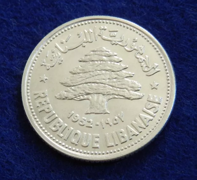 1952 Lebanon 50 Piastres - Fantastic UNC Silver Coin - See PICS