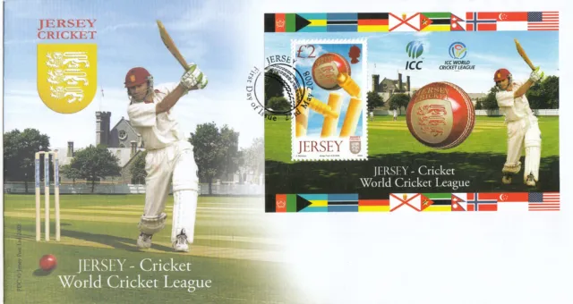 (132636) Cricket minisheet GB Jersey FDC 2008