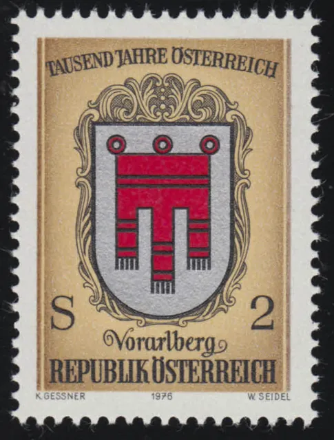 1527 aus Block 1000 Jahre Österreich, Wappen Vorarlberg, 2 S postfrisch **