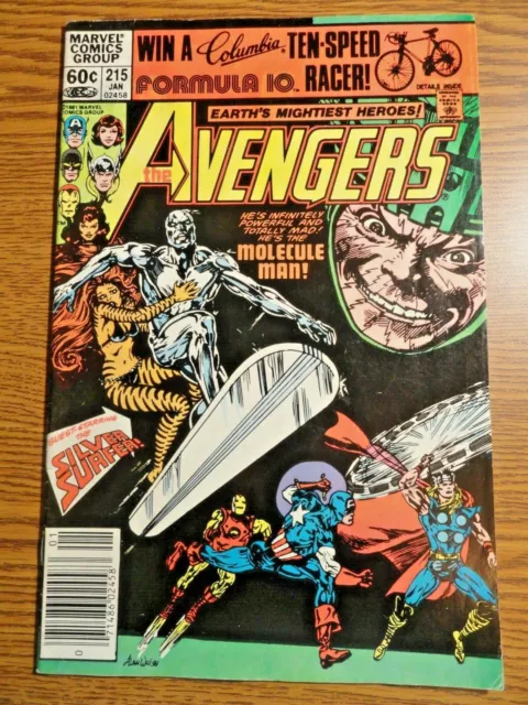 Avengers #215 Newsstand Plata Surfer Cubierta Iron Man Thor Tigra 1st Estampado