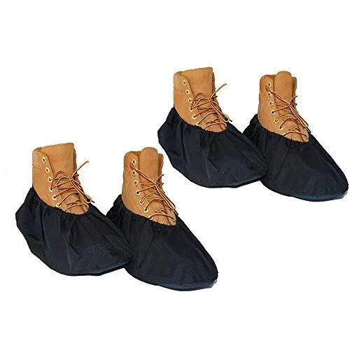 2 Pairs Non Slip waterproof Reusable shoe Covers for contrators and Large