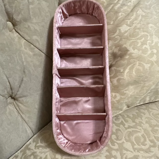 Vintage Pink Quilted Satin Divided Dresser Jewelry Box
