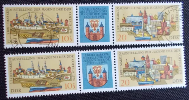 DDR- Zusammendruck "5. Briefmarkenausstellung der Jugend der DDR Cottbus 1978"