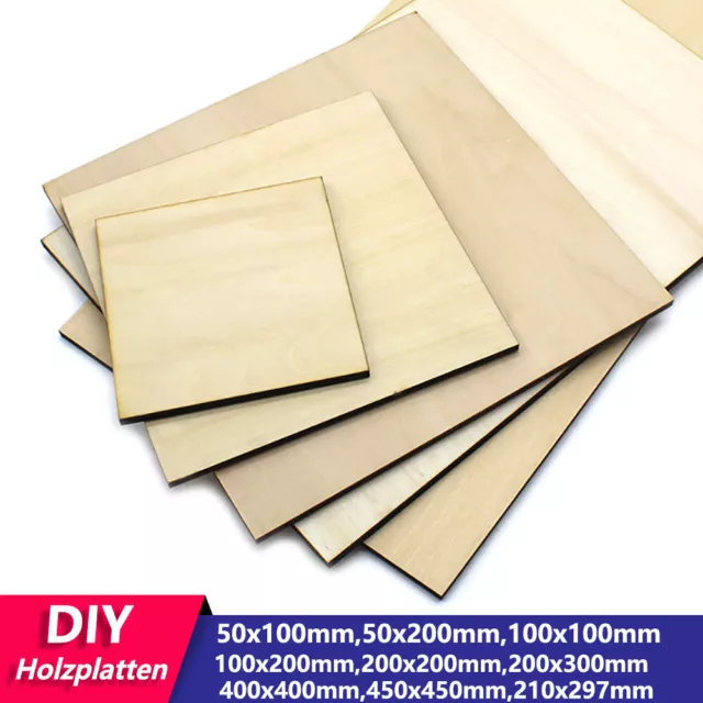 Holzplatten Sperrholzplatten Dickes 1.5/2/3/5mm für DIY Basteln / Malen /Modelle