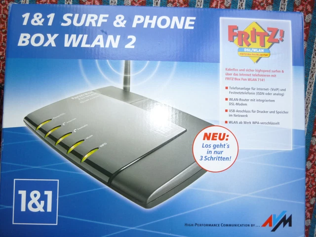 AVM FRITZ!Box-Fon-WLAN-7141 DSL-Router in OVP - 1&1 SURF&PHONE Box WLAN2