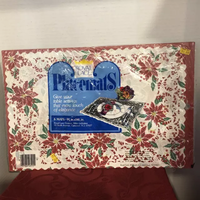 NOS LOT Retro VTG Royal Lace Paper Christmas Berry Poinsettia Placemats Doilies 2