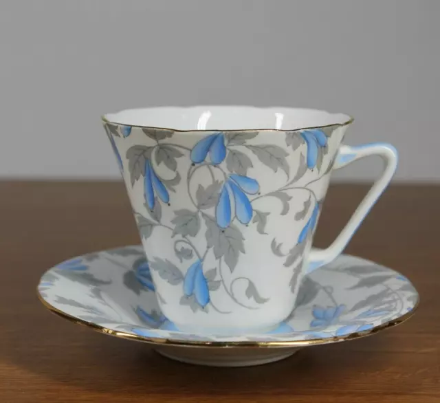 Royal Grafton - Ashley - 5830 - Cup & Saucer Set - Blue Gray Floral - England