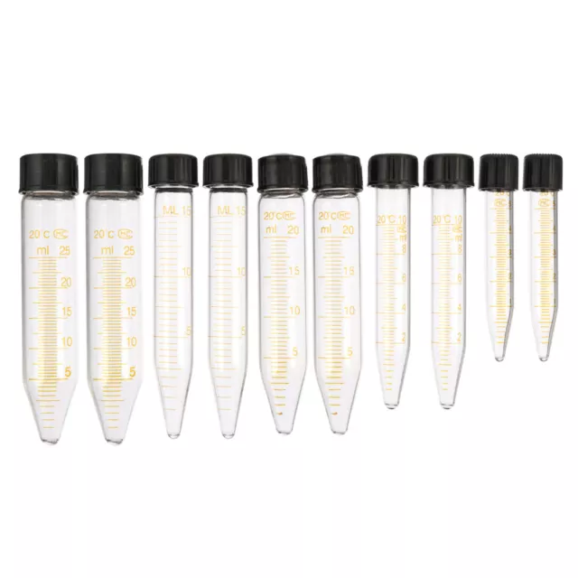 10pcs Glass Centrifuge Test Tubes with Screw Caps-