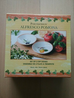 Portmeirion Alfresco Pomona fix of 2 iv" dip dishes, boxed, complimentary postage stamp, new 4