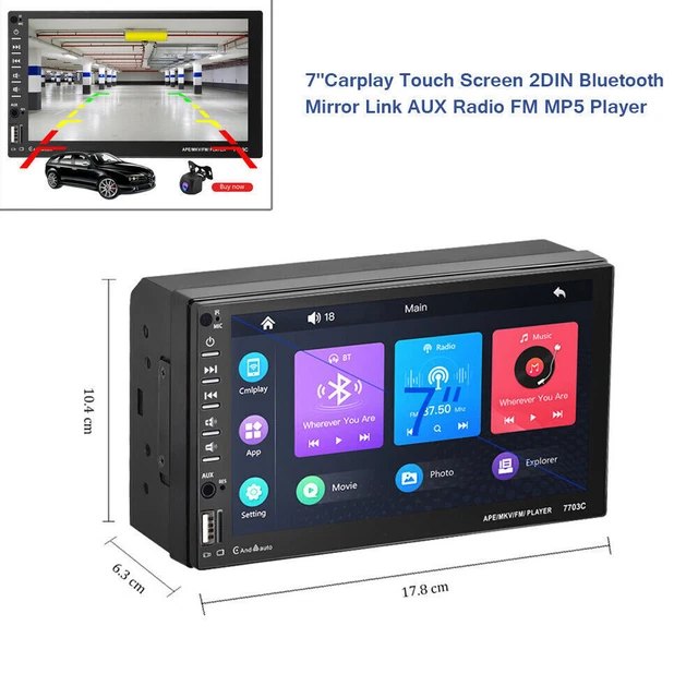 7 Inch Double Din Carplay Bluetooth Car Radio MP5 Player FM Mirror Link USB AUX