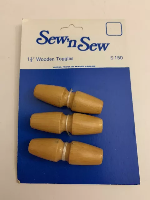 Tres botones grandes de madera 1 5/8 de colección década de 1980 ropa artesanías nuevos