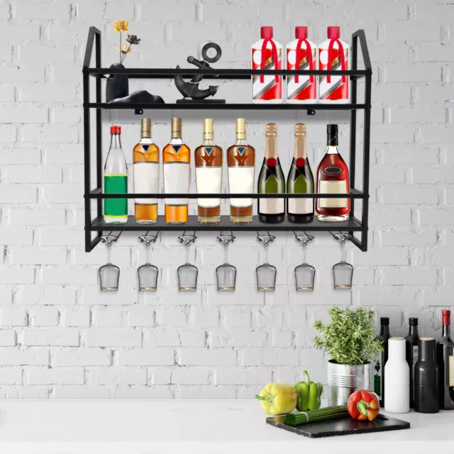 Modern Wine Glass Rack Wall Mounted Shelf Hanging Stemware Glass Storage Holder