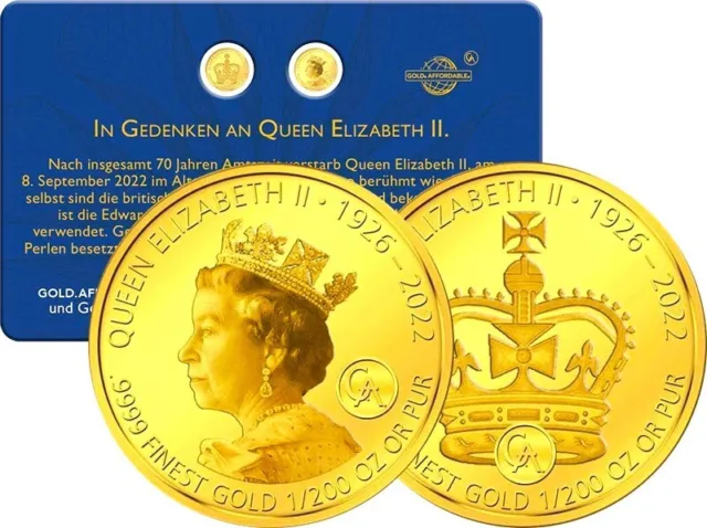 2 x 10 Francs Ruanda Queen Elizabeth II. Gold Coin Card 2022