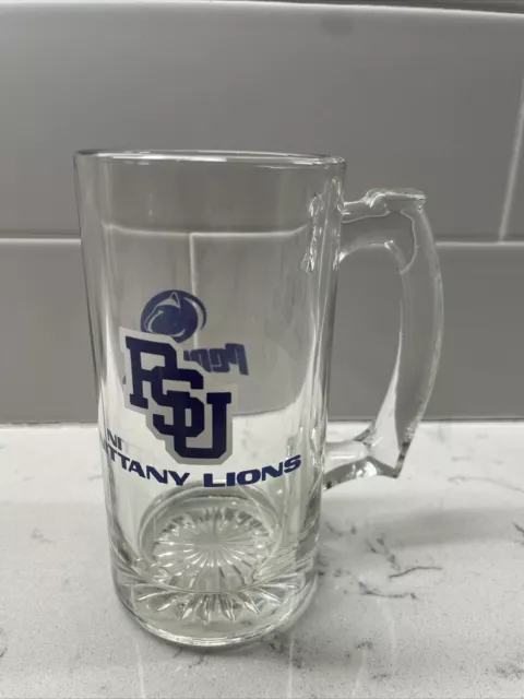 Vintage Penn State University 12 oz Beer Mug Nittany Lions Logo Clear Glass 2