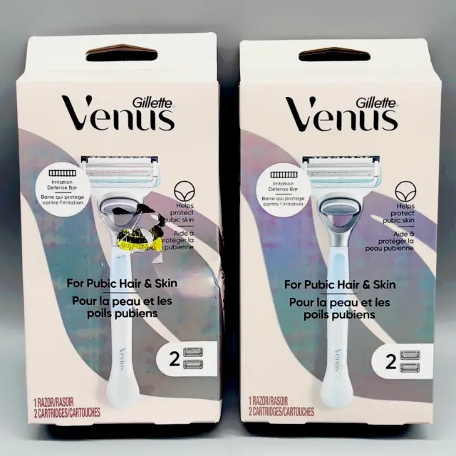 Gillette Venus Pour Pubien Cheveux et Peau 1 Rasoir + 2 Crtgs 2PK Abîmés Boîtes