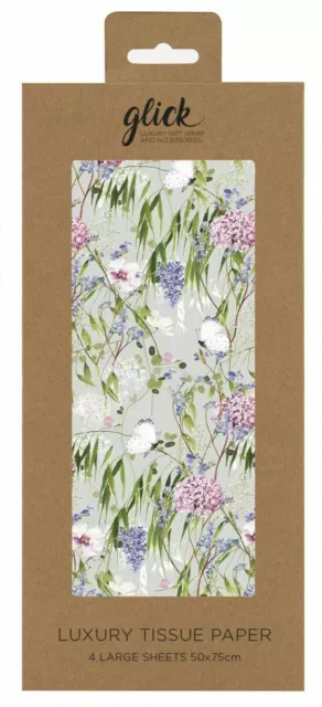 CABBAGE WHITE Flowers Butterflies Glick Tissue Wrapping Paper 4 sheets 50 x7 5cm