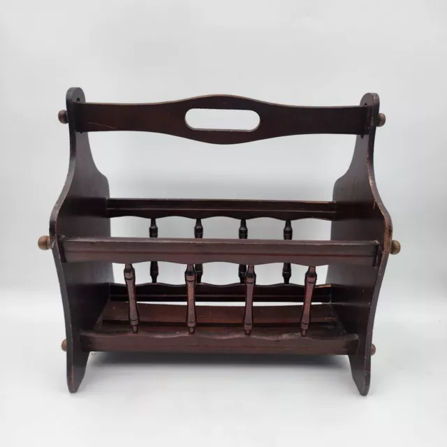 Vintage Mid-Century Centurion Mahogany Spindle Magazine Rack Colonial Style