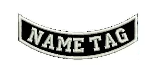 1pc CUSTOM CURVED NAME TAG Embroidered 4" x 1,5" Sew-on Patch, Biker, Rocker tag