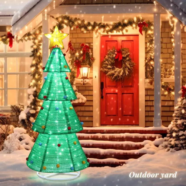 190cm Sapin de Noël pop-up pré-éclairé avec 200 lumières LED décoration de Noël