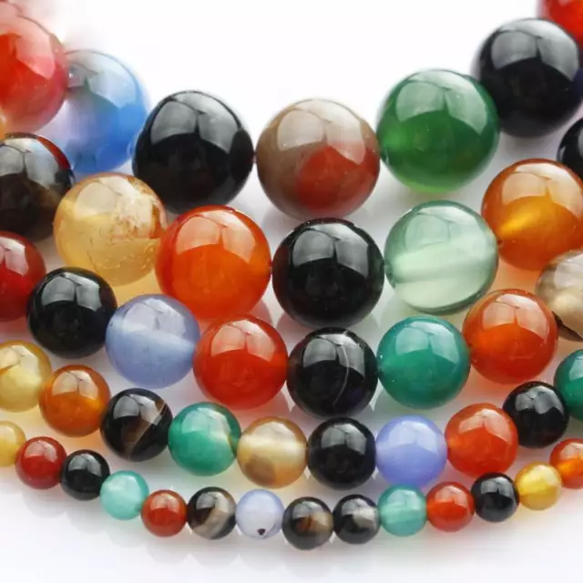 15&quot;/Strand 4mm~10mm Natural Mixed Colour Agate Stone Gemstone Round Beads