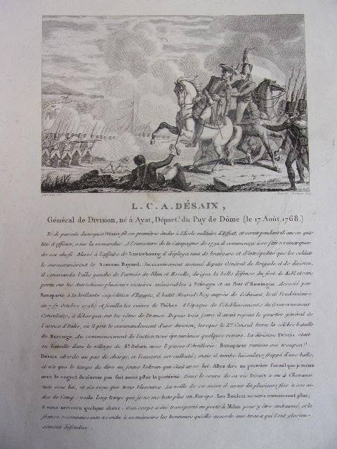 L.C.A DESAIX General of Division, born in Ayat on August 17, 1768