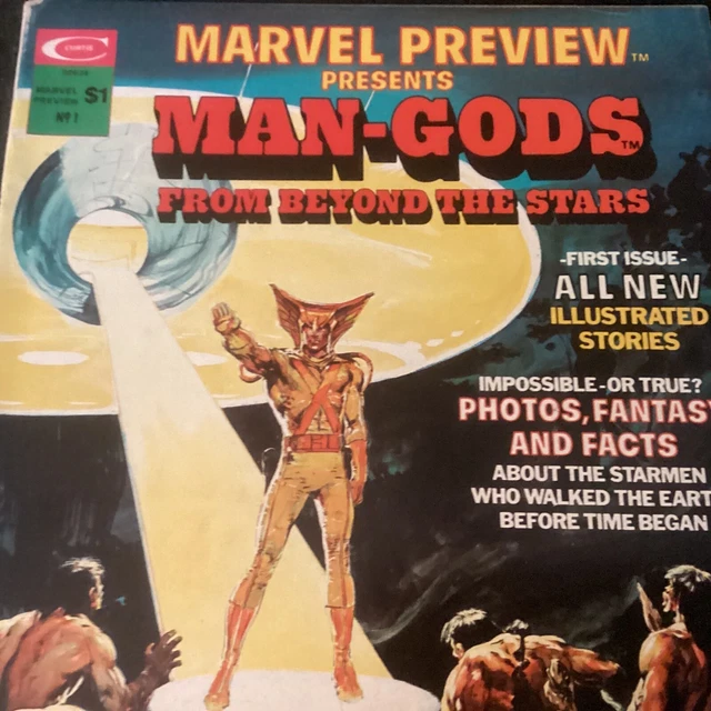 MARVEL PREVIEW #1 Presents MAN-GODS 1975 Magazine NEAL ADAMS COVER! (VFN)