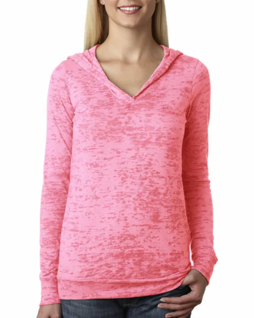 Next Level Women's Lightweight Burnout Hoodie Chic Trendy Soft fabri S-2XL Pink