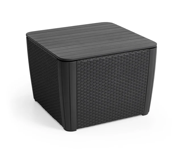 Keter Beistelltisch Luzon Plus graphit Polyrattan Gartentisch für Sitzgruppen