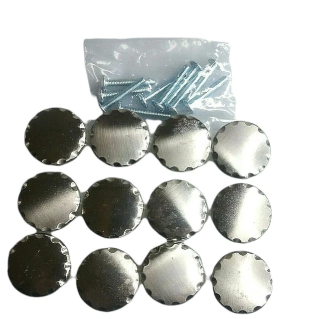 Silver Tone Round Scallop Edge Set of 12 Kitchen Cabinet Drawer  Pull  Knobs