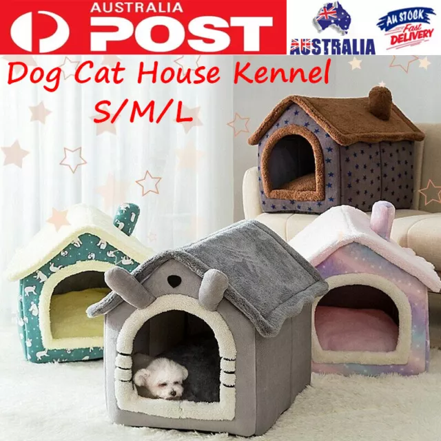 Dog Cat House Kennel Soft Bed Cave Pet Puppy Doggy Warm Cushion Bed Folded Tent