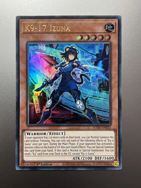 遊戯王 JUSH-EN031 Ｋ９−１７号 イヅナ K9-17 Izuna (英語版 1st Edition ウルトラレア) Justice Hunters 遊戯王/英語版/EU版/K9－17号 イヅナ/K9-17 Izuna/ウルトラレア