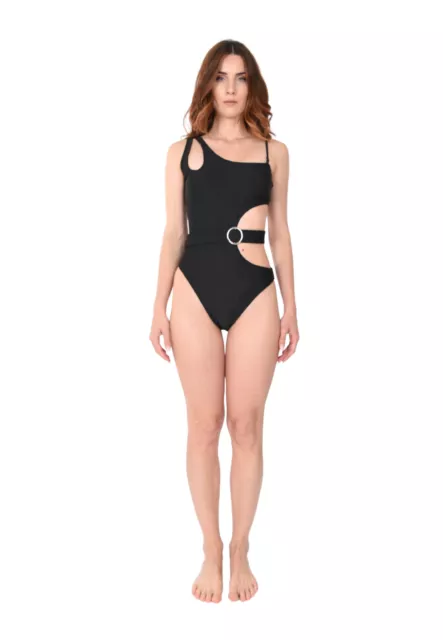 Costume da Bagno Donna Intero Bikini Asimmetrico Monopezzo Nero