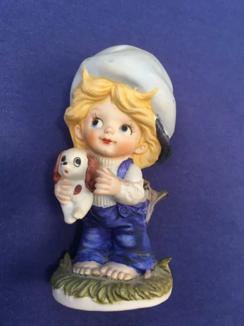 VINTAGE CUTE LITTLE Boy Holding a Dog Figurine Made in Taiwan $3.50 -  PicClick