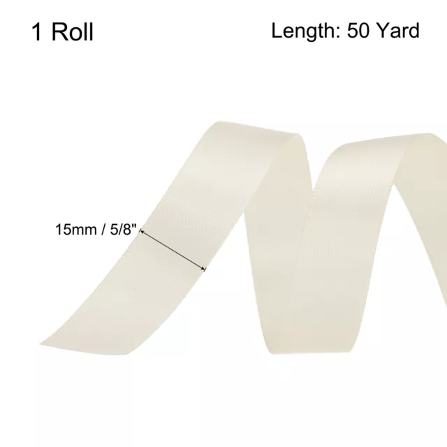 Cinta satinada 5/8" 50 yardas grano grueso para boda ramo crema blanca 2