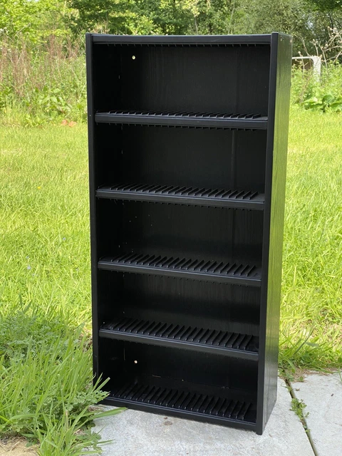 Legno massiccio nero moderno rack CD supporti di archiviazione 125 CD condizioni solide robuste